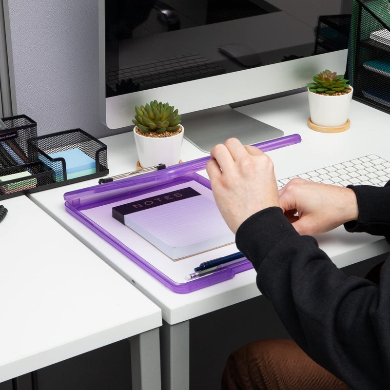 Mind Reader Clipboard with Storage, Teacher, Nursing Clipboard, Plastic, 9.25"L x 13.25"W x 1"H, Set of 6, Assorted Colors - Image 2